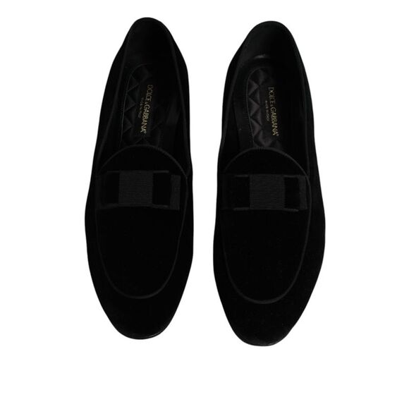 Dolce & Gabbana Black Velvet Loafers Formal Men Dress Men's Shoes (Pre-Owned)